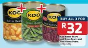 Koo Butter Beans And Green Beans And Red Kidney Beans-410-420g Each