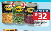 Koo Butter Beans And Green Beans And Red Kidney Beans-410g-420g 