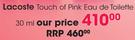 Lacoste Touch Of Pink Eau De Toilette-30ml