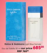 Dolce & Gabbana Light Blue Female Eau De Toilette-50ml