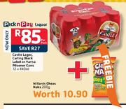 Castle Larger,Carling Black Label Or Hansa Pilsener Cans 12x440ml-Per Pack