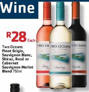 Two Oceans Pinot Grigio, Sauvignon Blanc, Shiraz, Rose or Cabernet Sauvignon Merlot Blend-750ml Each