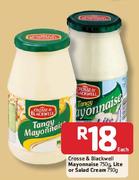 Cross & Blackwell Mayonnaise-750gm, Lite or Salad Cream-790gm Each