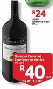 Namaqua Cabernet Sauvignon Or Merlot-1.5L Each