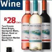 Two Oceans Pinot Grigio, Sauvignon Blanc, Shiraz, Rose Or Cabernet Sauvignon Merlot Blend-750ml Each