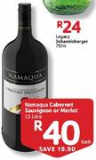 Namaqua Cabernet Sauvignon Or Merlot-1.5 Litre Each