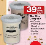 The Nice Company Ice Cream Peanut Butter/Hazelnut/Butterscotch/Vanilla/Coffee-600ml Each