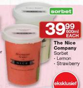 The Nice Company Sorbet Lemon/Strawberry-600ml Each