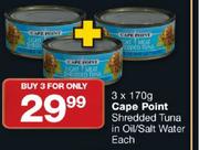 3X170gm Cape Point Shredded Tuna In Oil/Salt Water