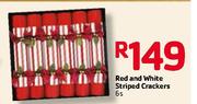 Red And White Striped Crackers-6's