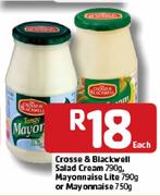 Crosse & Blackwell Salad Cream 790g, Mayonnaise Lite 790g Or mayonnaise-750g Each