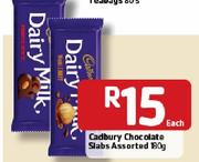 Cadbury Chocolate Slabs Assorted-180g Each