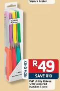 PnP Litility Knives With Coloured Handles-6 Piece