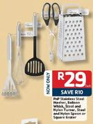 Stainless Steel Masher, Balloon Whisk, Steel And Nylon Turner, Steel And Nylon Spoon Or Square G