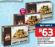 Penny Wise Party Snacks Cocktail Chicken/Beef Sausage Rolls Or Cheese Puff's-3x30's