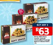 Penny Wise Party Snacks Cocktail Chicken/Beef Sausage Rolls Or Cheese Puffs-3x30s