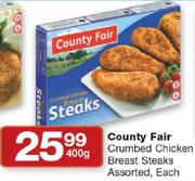 County Fair Crumbed Chicken Breast Steaks-400gm