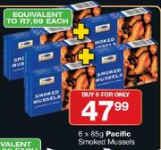 Pacific Smoked Mussels-6 x 85gm