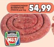 Championship Boerewors(Thick)-Per Kg