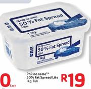 PnP No Name 50% Fat Spread Lite-1Kg Tub