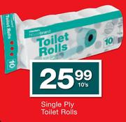 Housebrand Single Ply Toilet Rolls-10's