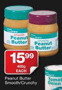 Housebrand Peanut Butter Smooth/Crunchy-400gm Each