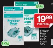 Freezer Bags Large 25's/Small 50's-Per Pack