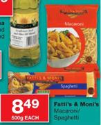 Fatti's & Moni's Macaroni/Spaghetti-500gm Each