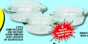 3-Piece Home Discovery Heat Resistant Round Tempered Glass Casserole Set Assorted Each