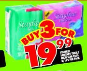 3 Stayfree Sanitary Thick/Maxi Slim Pads-8/10's per pack