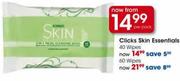 Clicks Skin Essentials 60 Wipes