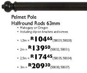 Pelmet Rod Halfround Rods 63mm-2.5m