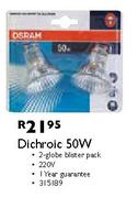 Osram Dichroic 50W 220V-2Globe Blister Pack