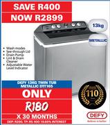 Defy 13kg Twin Tub Metallic DTT165