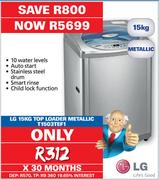 LG 15kg Top Loader Metallic T1503TEF1