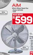 AIM 40cm Silver Desk Fan ADF40S
