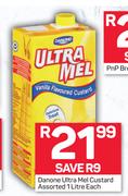 Danone Ultra Mel Custard Assorted-1Ltr Each