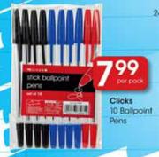 Clicks 10 Ballpoint Pens-per pack