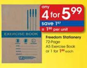 4 Freedom Stationery 72 Page A5 Exercise Book