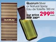 Quorum Silver Or Natural Spray Eau De Toilette-100Ml Each
