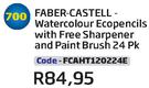 Faber-Castell-Watercolour Ecopencils With Free Sharpener And Paint Brush 24 PK FCAHT120224E