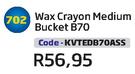 Wax Crayon Medium Bucket B70 KVTEDB70ASS