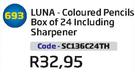 Luna-Coloured Pencils Box Of 24 Including Sharpener SC136C24TH