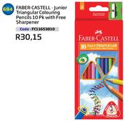 Faber-Castell-Junior Triangular Colouring Pencils 10 PK With Free Sharpener FC11653810