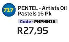 Pentel Arists Oil Pastels(PNPHN16)-16 Pk