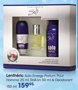 Lentheric Solo Energy Parfum Pour Homme-25ml, Roll-On-50ml & Deodorant-150ml