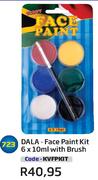 DALA-Face Paint Kit 6x10ml With Brush(KVFPKIT)-Each