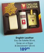 English Leather Eau De Toilette-50ml, Soap On A Rope & Deodorant-125ml
