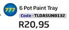 6 Pot Paint Tray(TLDASUN8132)-Each
