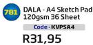 Dala-A4 Sketch Pad 120gsm 36 Sheet KVPSA4